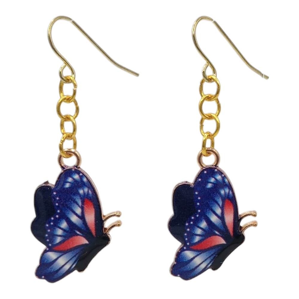 Blue  Whimsical Butterfly Dangle Earrings – Boho Festival Everyday Jewelry